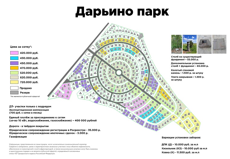 План и цены КП Дарьино Парк