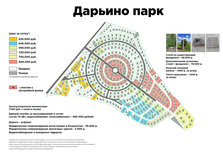 План и цены КП Дарьино Парк