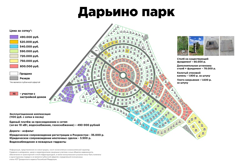 План и цены КП Дарьино Парк